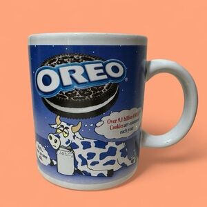 Vintage Oreo Cow Dreams Mug White Blue Coffee Cup Retro Nabisco